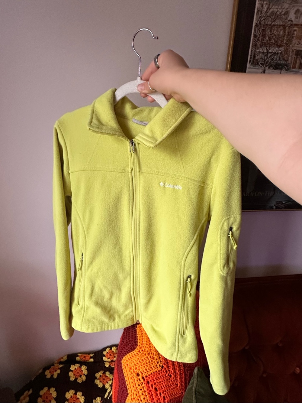 Columbia Women's Bright Lime Green Zip-Up Fleece Jacket